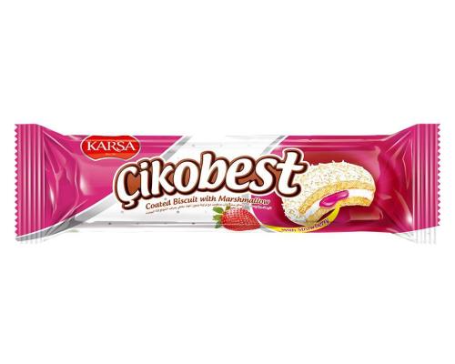 ČİKOBEST - Plněné jahodami, potažené bílou čokoládou 64g